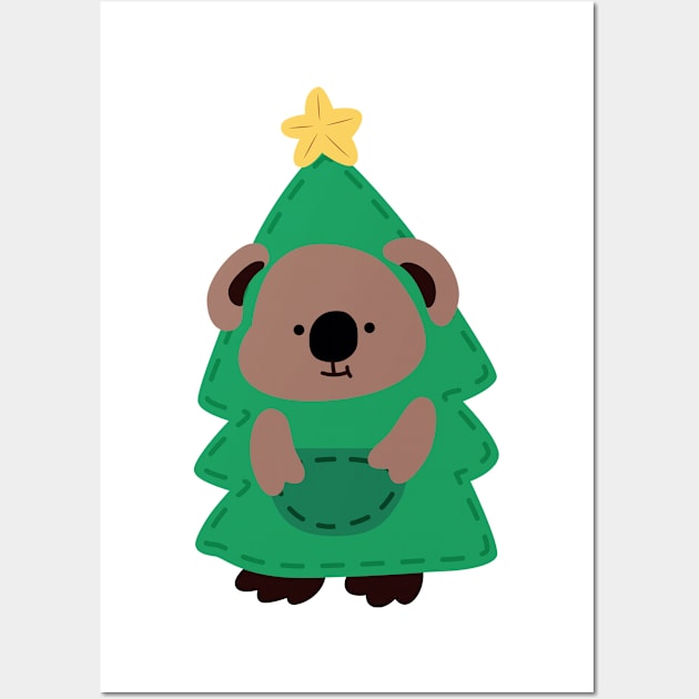 Cute Koala Dressed As a Christmas Tree Wall Art by Random_stuff_420